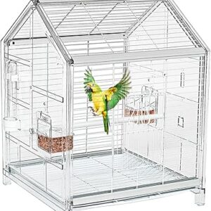 鳥類旅行ケージ 小型鳥かご、オウムかご、ポータブルバirdキャリア、家庭用、アウトドア用、ペットクリニック用、一時的な設置用の旅行キャリーケージ、小型〜中型用39 x 31 x 52 cm
