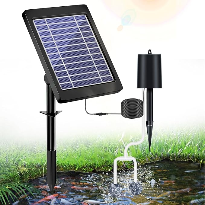 エアーポンプ ソーラー レーション 水槽ポンプ 太陽光パネル チューブ ストーン 酸素パイプ 2W発電パネル 各種水槽の酸素供給 ビオトープ/庭池/生け簀/アクアリウム/魚タンク
