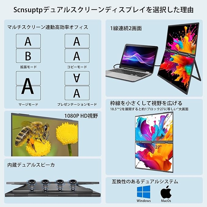 18.5インチデュアルモニター、ポータブルモニター - 画像 (2)