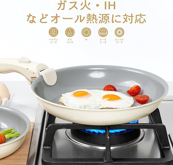 フライパンセット 20cm・24cm・28cm IH対応 ガス火対応 - 画像 (2)