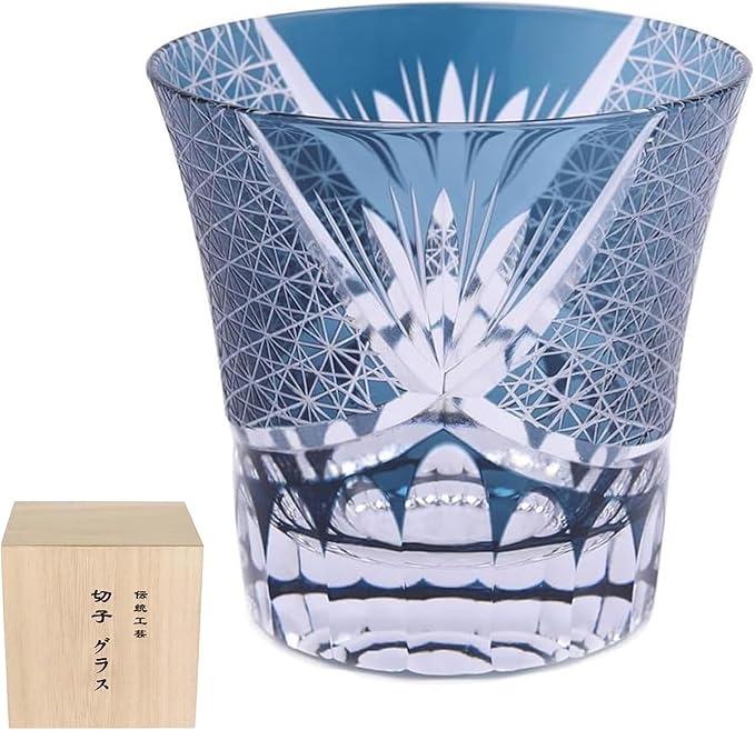 切子 グラス 日本酒グラス 260ml 菊つなぎ 文様