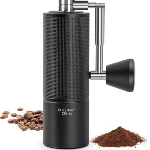 TIMEMORE 新 全金属 コーヒーミル 手動 タイムモア C3S PRO 手挽き コーヒー ミル 折り畳み式ハンドル ステンレス臼 段階粗さ調整可能 省力性 持ち運びやすい - NEW C3S PRO, ブラック