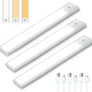LEDセンサーライト 人感センサー 高感度 Type C充電式 30cm 3本入り 3色調整可能 無段階調光 1500mAH 大容量電池 ledバーライト マグネット 昼光色 昼白色 電球色 キッチン用 屋内 階段