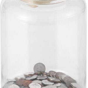 貯金箱 500円玉 デジタル貯金箱 100万 500万 自動計算 チョキンバコ オモシロ 小銭 百円玉 大型 透明ボデイー(ゴールド)