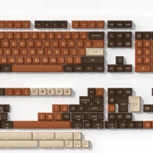 プロファイル ダークブラウン/キャラメルブラウン/ベージュ PBT キーキャップ ダブルショット厚手 ミニマリスト US レイアウト 機械キーボードフルセット