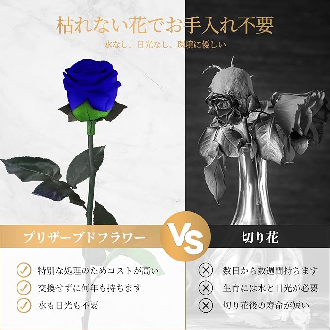 プリザーブドフラワー 一輪のバラ プレゼント 誕生日 ギフト【ローズ ザ・ワン】贈り物 枯れない花 記念日 卒業式 退職 お祝い 結婚式 彼女 母の日 - 画像 (4)