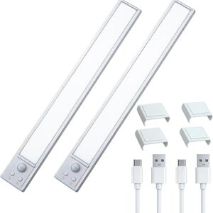【最大60時間連続点灯】人感センサーライト 室内用 LEDバーライト 充電式 無段階調光 3色温度調整 (3000K/4500K/6000K) 読書灯 棚下 キッチン 寝室 廊下 階段 玄関 30cm Type-C充電式
